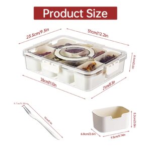 ALEXPRE Divided Serving Tray with Lid,Snack Box,Portable Snack Platters Organizer,Charcuterie Snackle Box Container with 8 Compartments & 5 Forks,Food Storage Containers,Keep Your Candy,Chips Fresh.