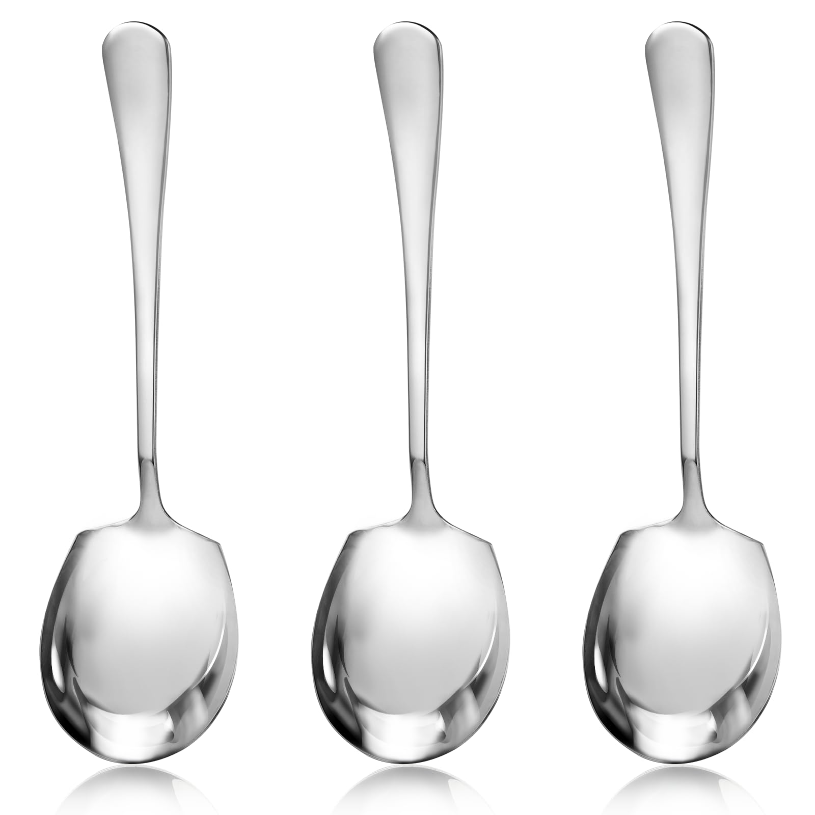 3 Pcs Large Serving Spoons, Stainless Steel Serving Spoon, Spoons Table Spoons, Long Handle Soup Spoons, Large Serving Tablespoons, Serving Spoons Set Kitchen Tool