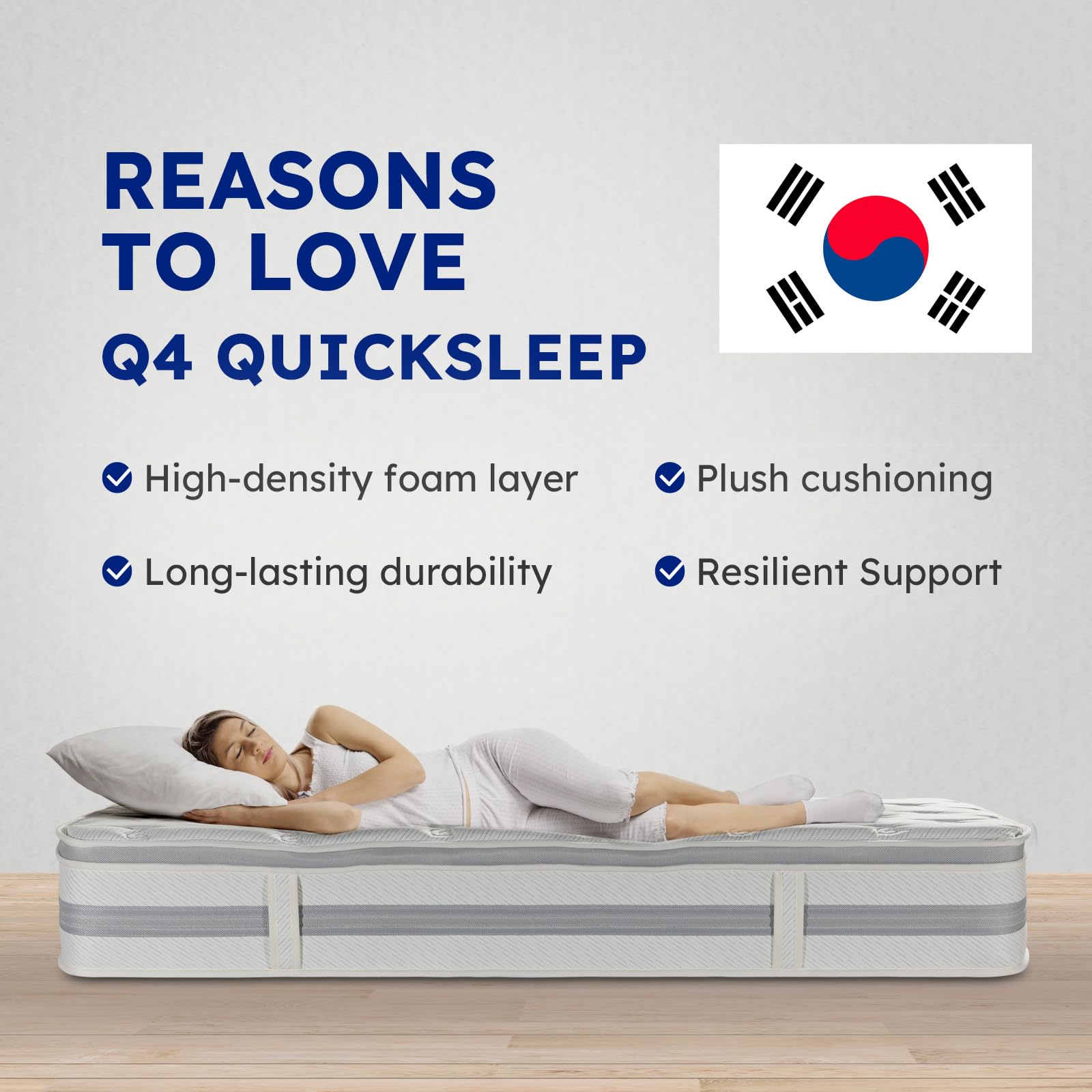 QUICKSLEEP Q4 Z Cube Mattress, Premium 11.5 Inch Two-Sided Mattress Spring Mattress Hybrid Bed in A Box Plush Top Firm Bottom Edge Support Euro Top with Memory Foam High Density Foam (Twin)