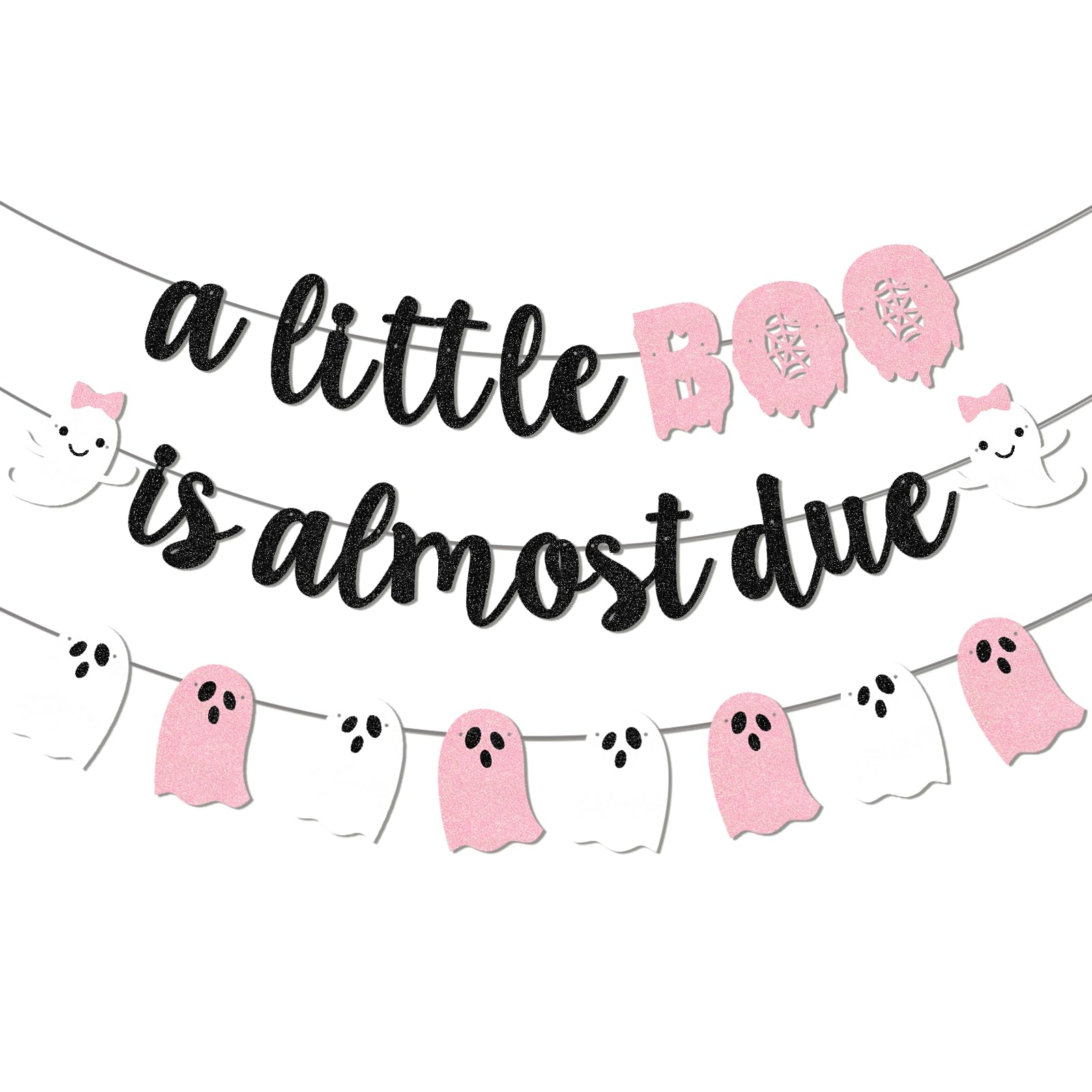 A little Boo Is Almost Due Banner Halloween Little Boo Baby Shower Banner for Halloween Girl Baby Shower Pink Black Girl Halloween Party Decorations