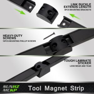 SUNHZMCKP 12" Magnetic Tool Holder Strip, 8 Pack Metal Tool Magnet Bar, Wall Mount Magnetic Organization for Garage, Shop, Best Gift for Men - Easy to Install in Workshop - Mounting Screws Included