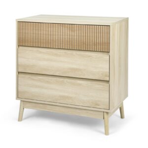 VOWNER 3 Drawer Dresser, Farmhouse Wood Storage Chest of Drawers, Modern Closet Dressers with Wide Drawers, Bedroom, Living Room