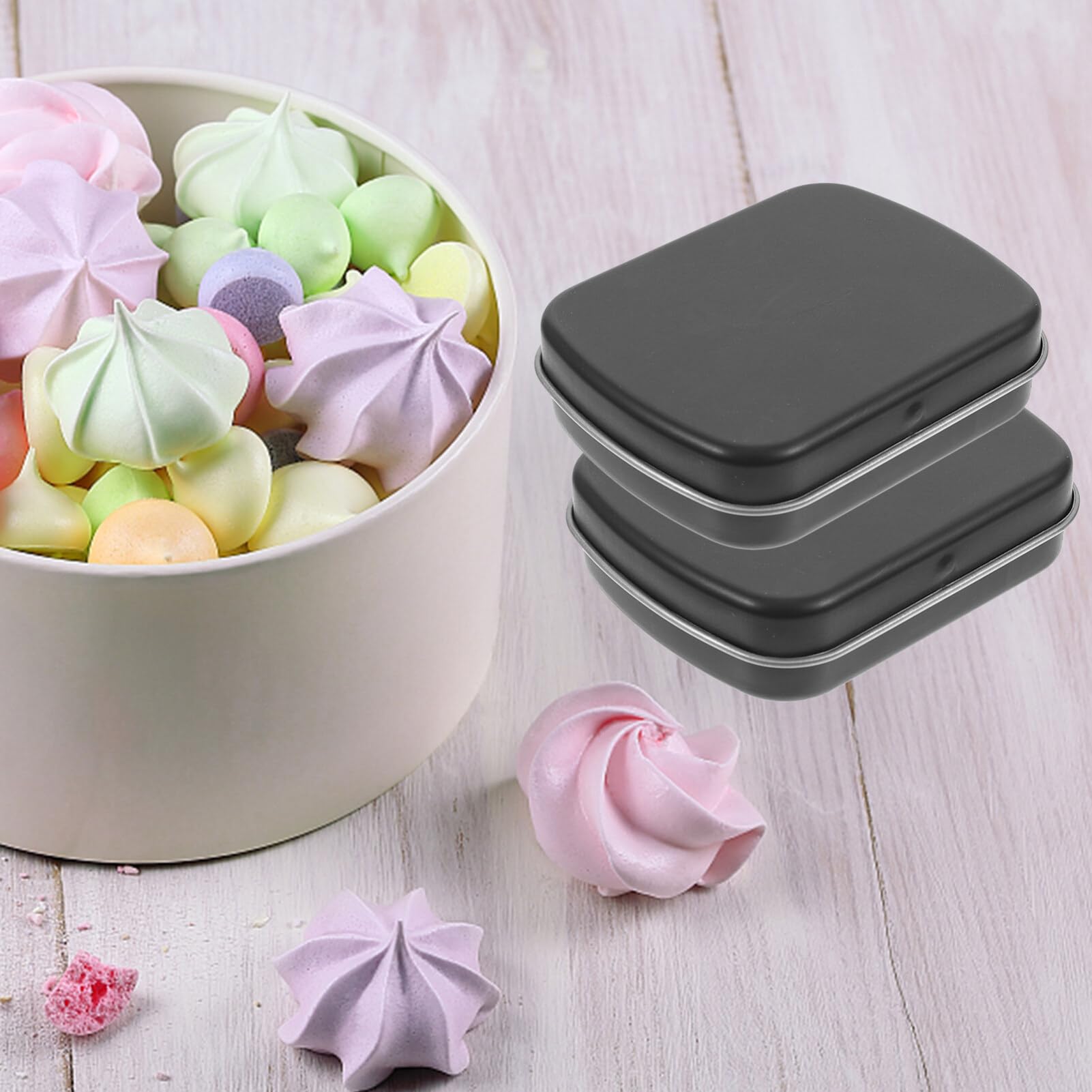 LALAFINA 10Pcs Metal Rectangular Empty Hinged Tins Portable Mini Storage Box with Lid Small Candy Box Containers for Jewelry Crafts Balms, Black