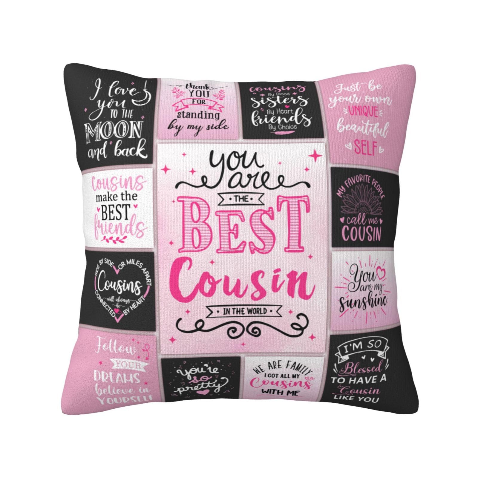 Christmas Cousin Gifts for Women, Xmas Gifts for Cousins Female, Best Cousin Gift from Cousin, Favorite Cousin Gifts for Girls, Cousin Birthday Gifts for Women Pillowcases 18" x 18"