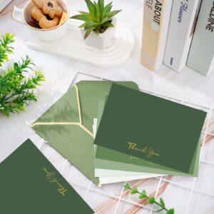 Whaline 40 Pack Thank You Cards with Envelopes Set Sage Green Series Greeting Cards Blank Note Cards for Weddings Bridal Shower Baby Shower