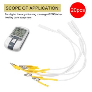 20Pcs TENS Wire Cable Clip - BesCable Electrode Leadd Wires with Alligator Clips for TENS Unit Physiotherapy Machine (Yellow)