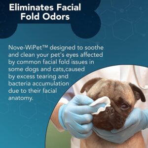 NOVEHA Gel Eye Drops with 2x10ml for Dogs & Cats - 0.3% Viscoadaptive Hyaluronan Eye Solution for Severe Dry Eyes with Nove-WiPets Ocular Hygiene Wipes for Pets (Pack of 60) Cleanse Facial Folds