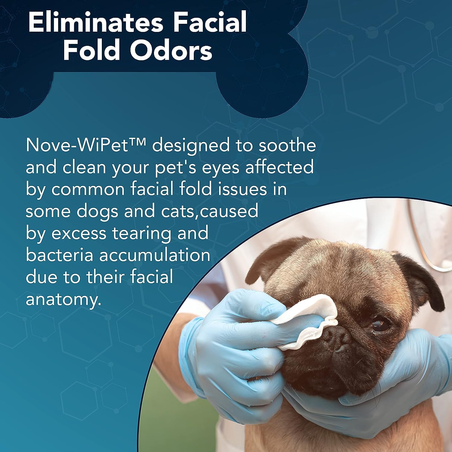 NOVEHA Gel Eye Drops with 2x10ml for Dogs & Cats - 0.3% Viscoadaptive Hyaluronan Eye Solution for Severe Dry Eyes with Nove-WiPets Ocular Hygiene Wipes for Pets (Pack of 60) Cleanse Facial Folds