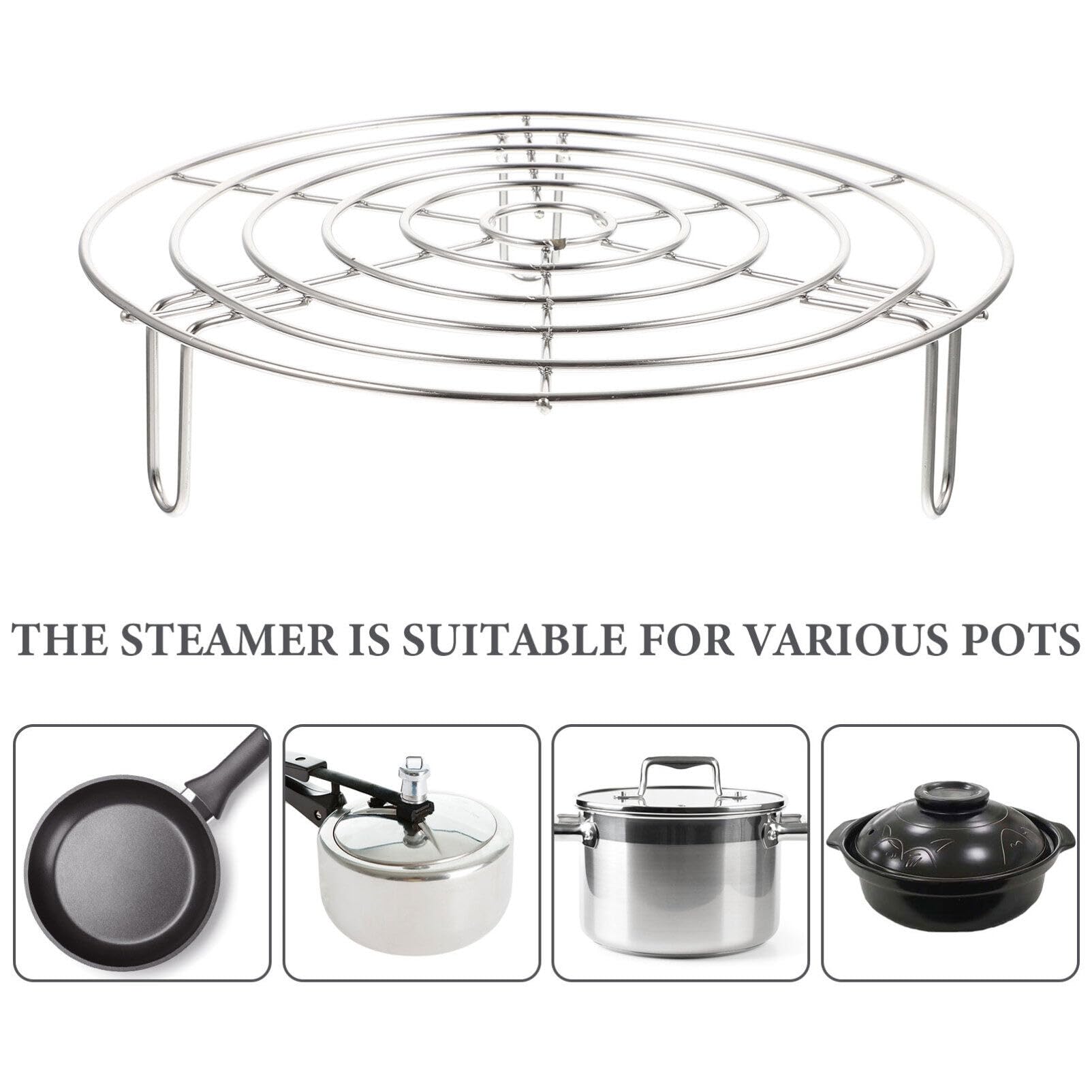 Stainless Steel Steamer Rack for Pots, Round Cooling Rack 9.2 in (diameter)*2.2 in (height), Steam Rack for Steam Fryer Stockpot Pressure Cooker