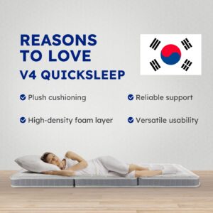 QUICKSLEEP V4 Z Cube Mattress, 5 Inch Premium Folding Mattress Bestsleep in A Box Trifold Two-Sided Foldable Floor Mattress Plush Top Firm Bottom Edge Support Euro Top High Density Memory Foam (Twin)