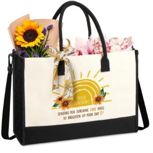 glorieroo sunflower birthday teacher mothers gifts for women friends sister large personalized reusable canvas tote bag with shoulder strap