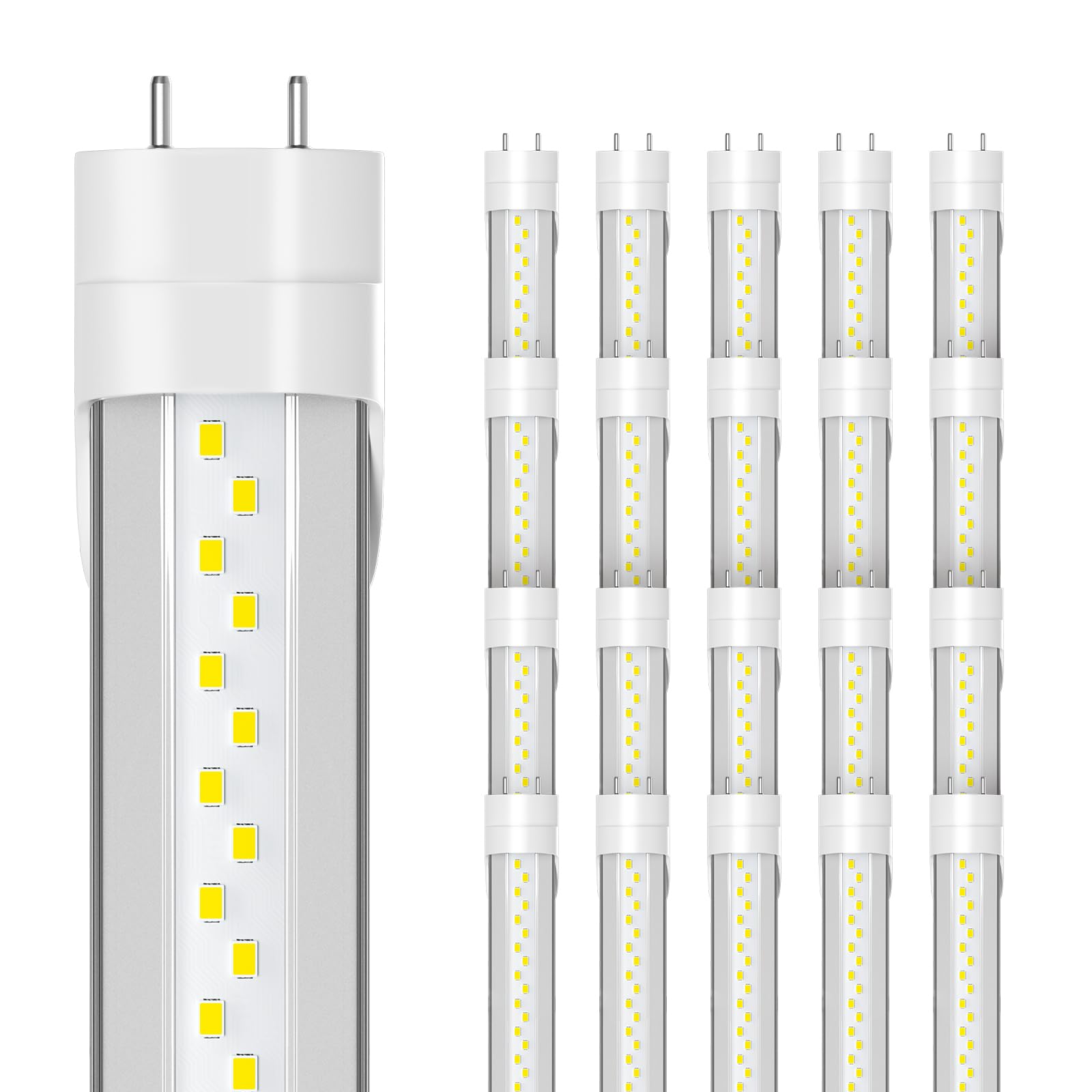 ELEKICO 20-Pack T8 Led Bulbs 4 Foot, 24W 3600LM 6500K Daylight 4' T8 Led Light Bulbs, Ballast Bypass, G13 Base Type B Dual-End Powered 4ft Led Tube Light, Led Replacement for Fluorescent Tubes