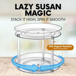 Clear Lazy Susan Organizer, Rotating Kitchen Pantry Organization and Storage, Medicine Cabinet Organizer, Lazy Susan Turntable Organizer for Cabinets, Bathroom, Refrigerator, Dresser, Spice Organizer