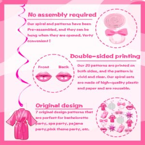 Pre-Strung Hot Pink Party Decorations Spa Party Decorations Spa Birthday Party Supplies for Girls Slumber Party Decorations Bachelorette Party Hanging Swirl Pajama Sleepover Party Decorations