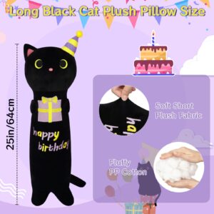 JEROKUMI Long Cat Plush Pillow, 24inch Cute Birthday Plush Black Cat Plush, Birthday Stuffed Animal,Long Cat Plushie Soft Cat Hugging Pillow for Kids, Boys and Girls Birthday Gift