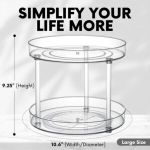 Clear Lazy Susan Organizer, Rotating Kitchen Pantry Organization and Storage, Medicine Cabinet Organizer, Lazy Susan Turntable Organizer for Cabinets, Bathroom, Refrigerator, Dresser, Spice Organizer