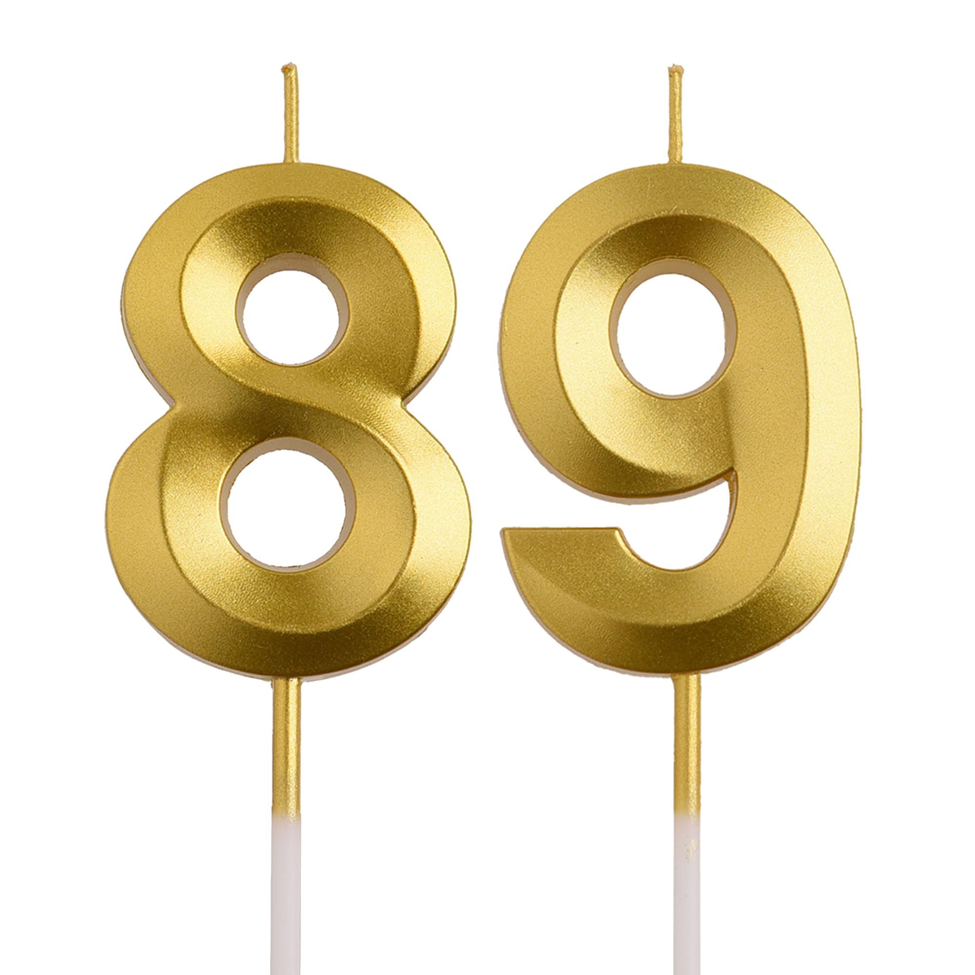 AOOLADA 89th 98th Birthday Candles, Gold 98 89 Year Old Number Birthday Candles, Birthday Party Decorations Cake Topper Gifts for Men Women