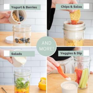 Masontops Snack Stack - Mason Jar Divider Overnight Oats Jars Salad Jars For Wide-Mouth Mason Jars for Overnight Oats Oatmeal Container, Storage Container, Salad Jars Insert For Meal Prep To Go