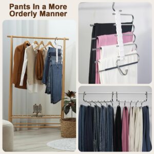 CoHoXXYY Pants Hangers Space-Saving: Non-Slip, Organize Multiple Types of Pants with Ease - Jeans, Trousers, Leggings, Scarves (2 Pack)