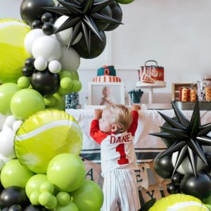 JINNYWOO Tennis Balloon Arch Garland Kit, 103Pcs Tennis Party Balloons Green Black Balloon Garland for Boys Girls Birthday Party Sports Party Gender Reveal Graduation with 4D Starburst Balloons