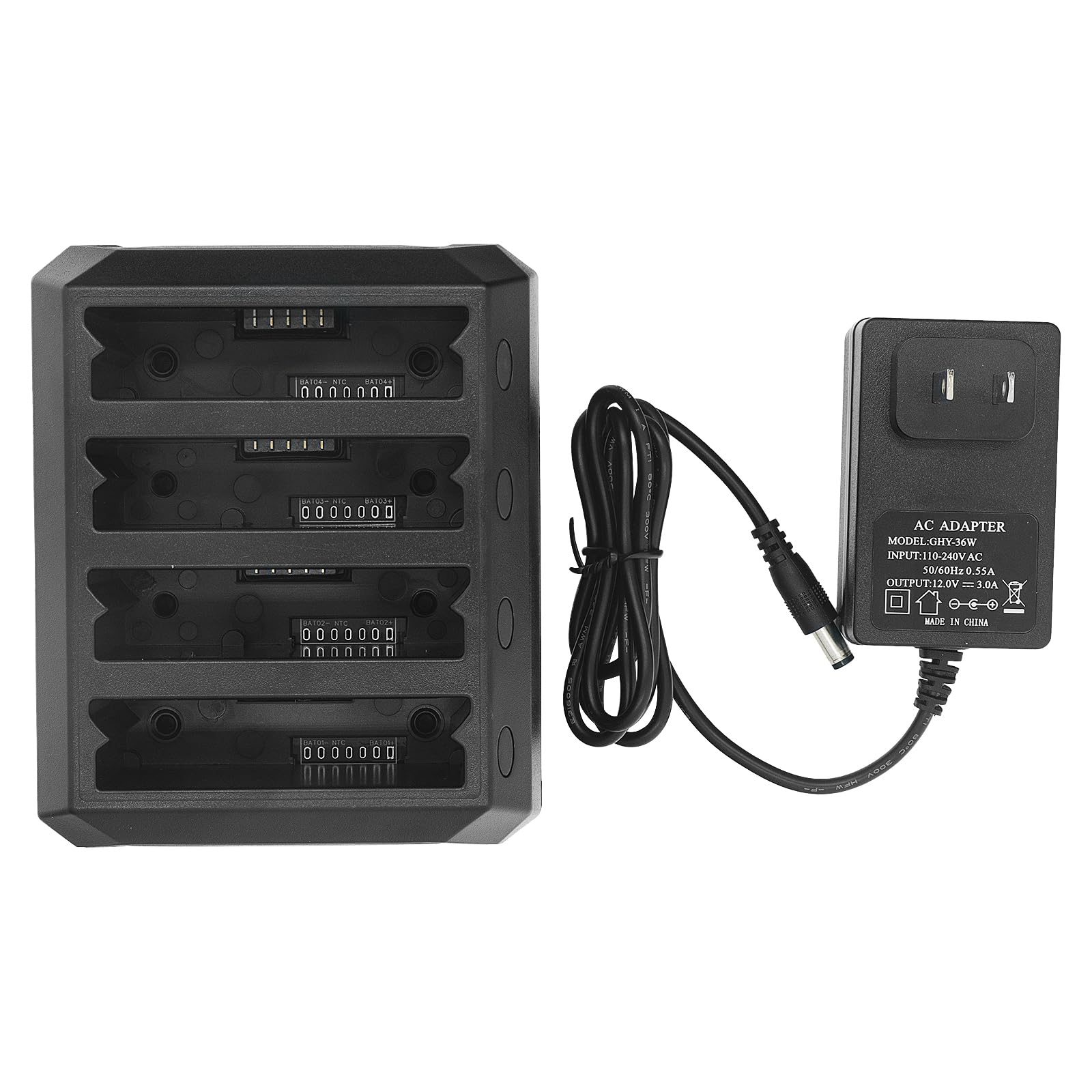 4-Slot Battery Charging Cradle with Adapter for Zebra TC51 TC510K TC52 TC56 TC57 Barcode Scanner,Multiport Secure Power Supply