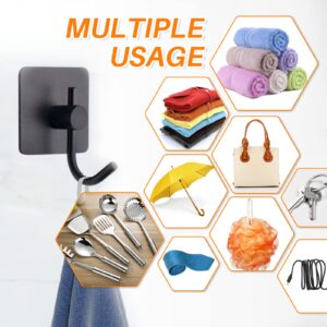 AT MOUSE Adhesive Wall Hooks for Wall, 3M Heavy Duty Sticky Hooks 20LB, Waterproof Stainless Steel Towel Hooks for Key, Clothes, Closet Hook (8 Pieces)