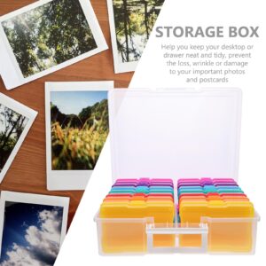 STOBAZA 1 Set Photo Storage Box Task Boxes for Special Education Pencil Dispenser for Classroom Postcard Organizer Photo and Craft Keepe Cards Organizer Multifunction 4 Box Plastic