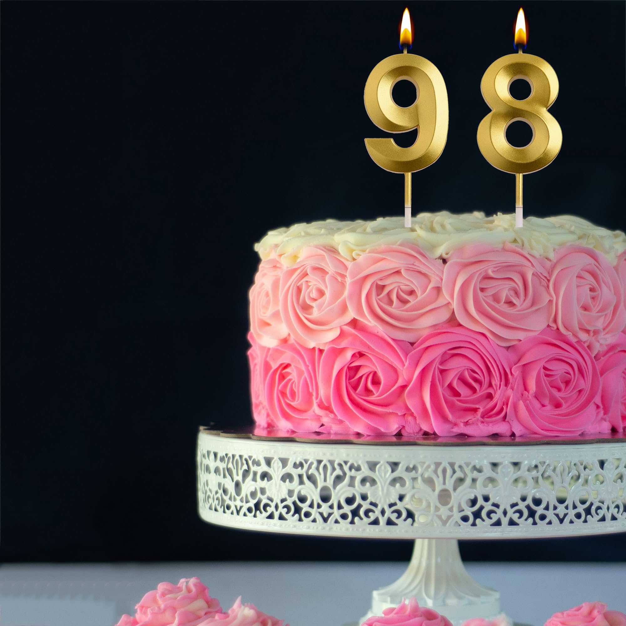 AOOLADA 89th 98th Birthday Candles, Gold 98 89 Year Old Number Birthday Candles, Birthday Party Decorations Cake Topper Gifts for Men Women