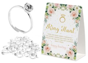 bridal shower game with rings fun ring hunt game 30 metal rings and game stand sign, bridal shower game wedding winner gift prize party-jzxb-004