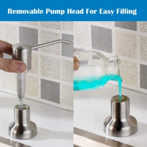 Soap Dispenser for Kitchen Sink, Built in Sink Soap Dispenser, Stainless Steel Kitchen Soap Pump Head with Bottle and 47" Extension Tube Kit