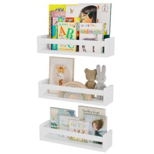 you have space unge nursery book shelves, wall bookshelf for kids, wood floating shelves for kids room, set of 3, white