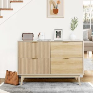 vowner 4 drawer dresser, modern closet dressers with wide drawers, farmhouse wood storage chest of drawers for bedroom, living room