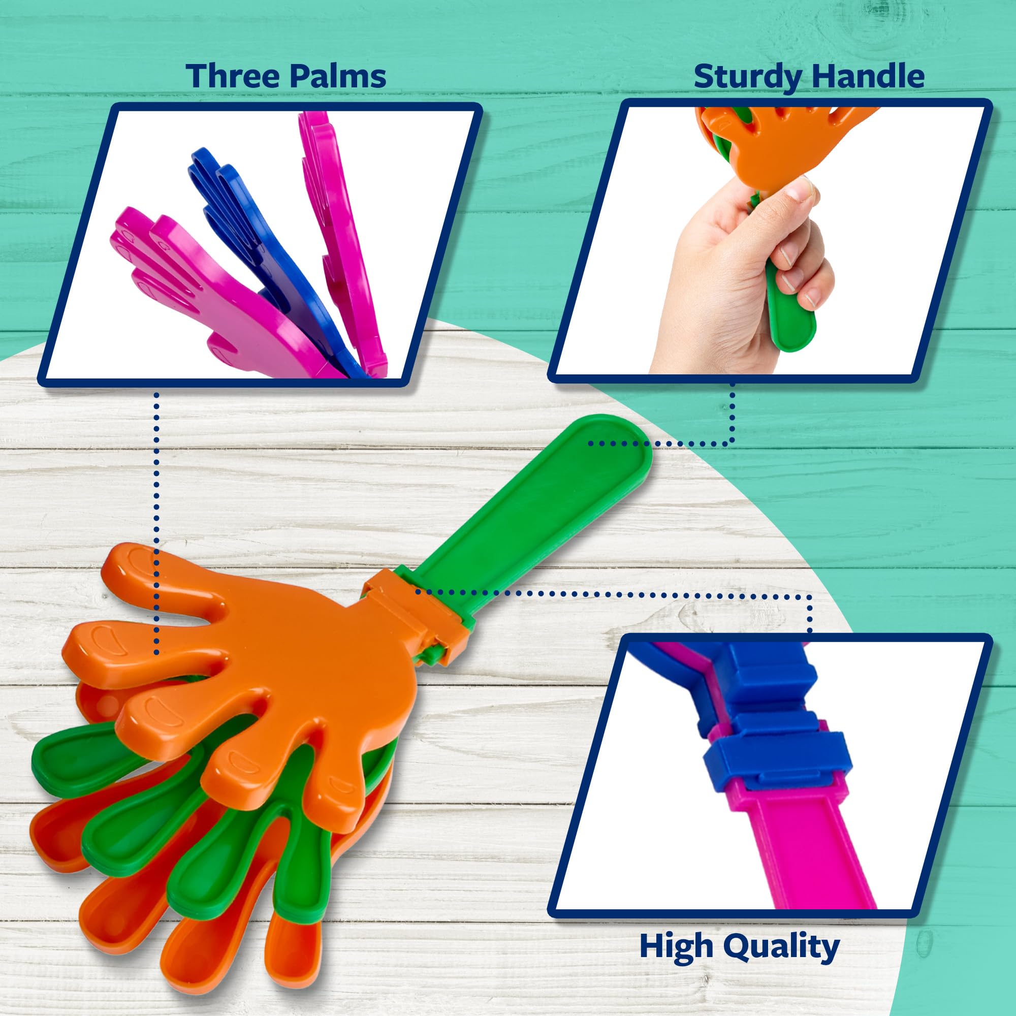 Colorful Hand Clappers - 12 Pack - 7" Noisemakers for Ultimate Party Fun - Sporting Spectacles, Birthday Extravaganzas, and Graduation Celebrations