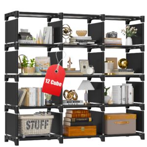 reibii bookshelf, book shelf, bookcase, 12 bookshelves, bookcases, diy book case, black bookshelf, tall bookshelf, book shelves for bedroom office living room closet