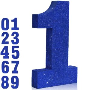 toniful 8 inch blue glitter number 1 table centerpiece 0-9 blue birthday party decorations,blue digit 1 for birthday,chrismas,graduation,bridal shower,valentine's day,anniversary party supplies