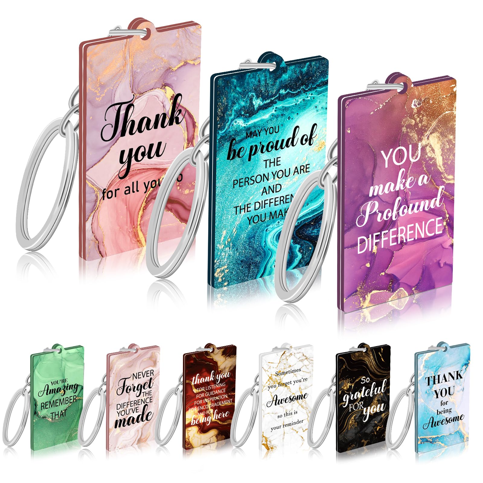 9pcs Appreciation Gift Keychains Acrylic Thank You Key chains Christmas Graduation Party Thanksgiving Gift Inspirational Keyrings Appreciation Gifts for Employee Staff Coworkers Teacher Doctor Nurses