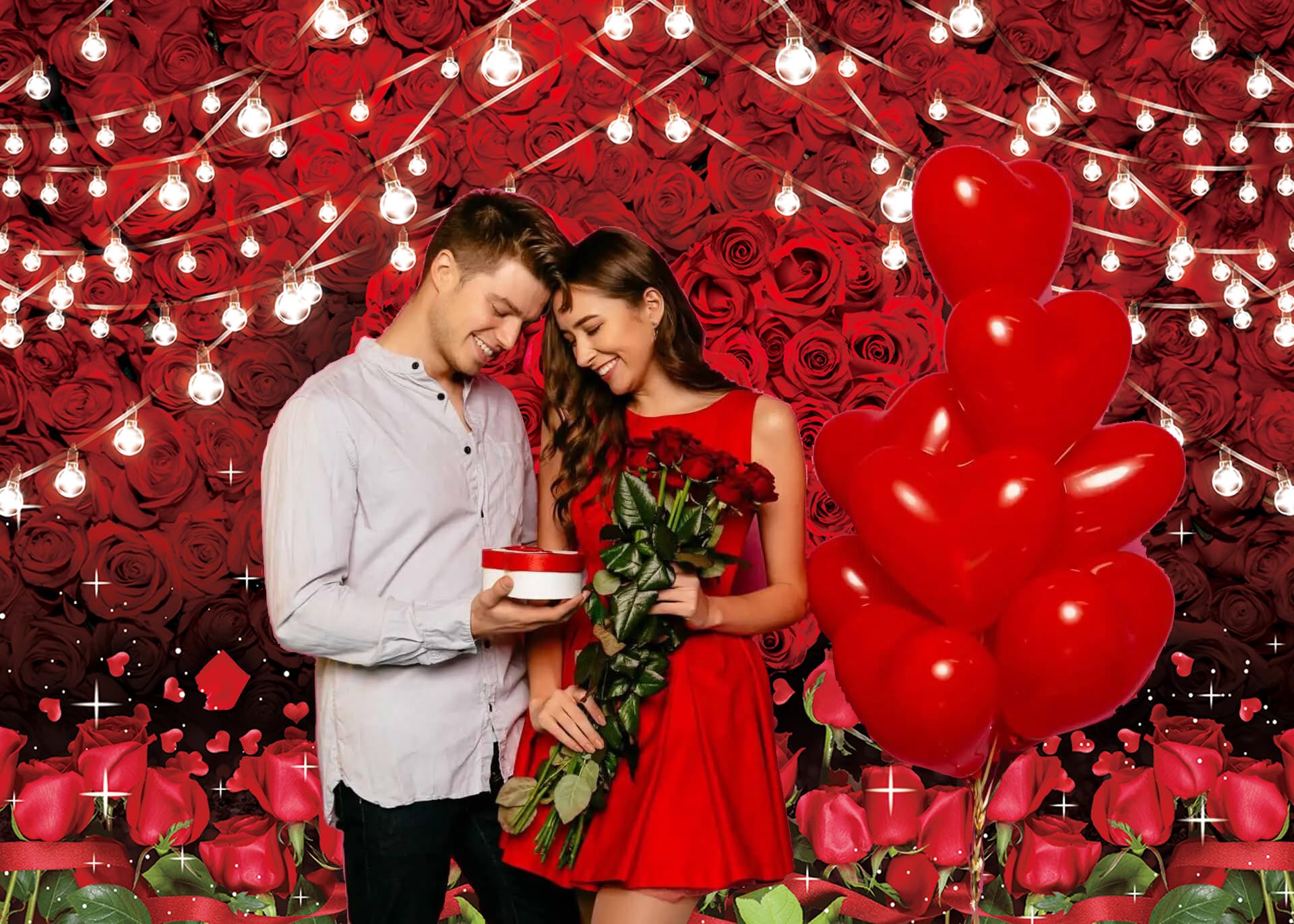 Red Rose Flower Wall Backdrop Floral Photography Background for Wedding Bridal Shower Adults Women Birthday Party Cake Tables Decoration Studio Props Banner (7X5FT(82x59inch))