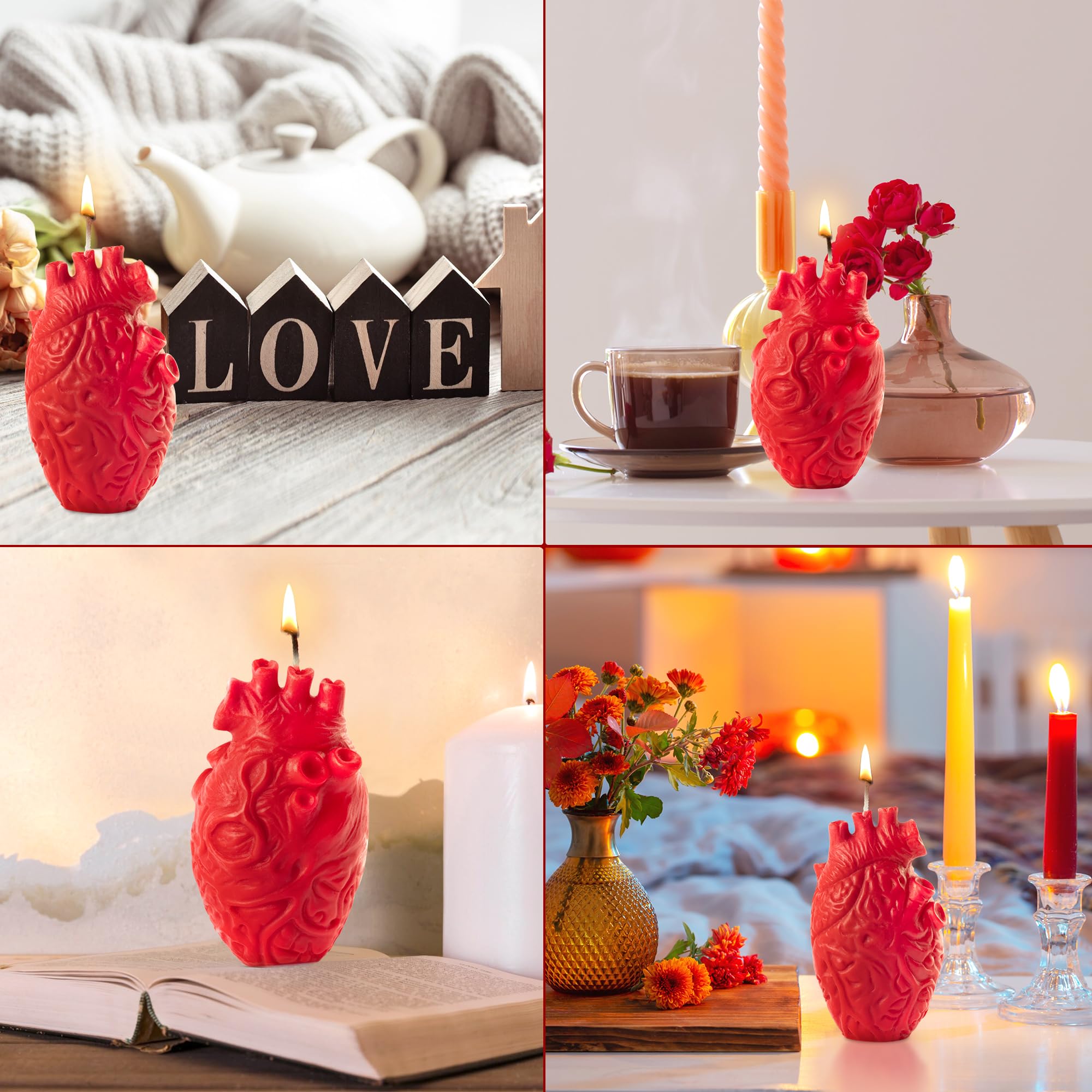 Zainpe Anatomical Heart Shaped Candle Gift Home Aesthetic Decor Pine Fragrance Natural Soy Wax Handmade Aromatherapy Candle Desk Decoration for House Bedroom Party Supplies 2.4 x 4.1 in