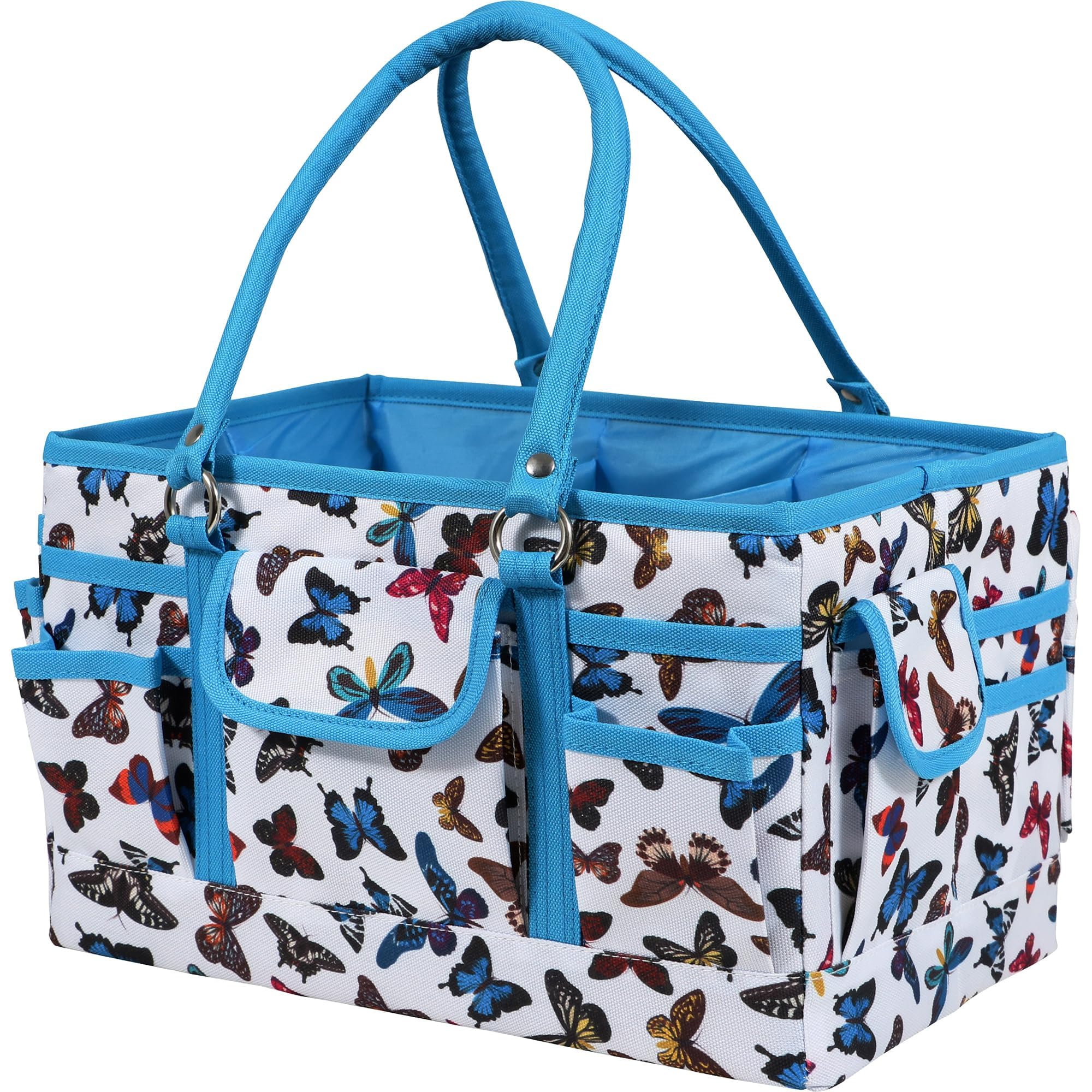 SINGER Storage Collapsible Tote Caddy, Multicolor Butterfly Print