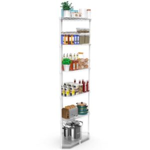 6 Tier NSF Corner Wire Shelf Shelving Unit, 20 x 20 x 72 Inch 600lbs Capacity Heavy Duty Adjustable Metal Storage Rack with Leveling Feet & Shelf Liners for Office Kitchen Bathroom and More - White