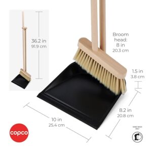 Copco Standing Broom with Dustpan, Beechwood