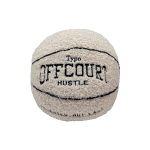 tezimjia 2023 new offcourt basketball pillow,11" basketball shaped pillow teddy fleece embroidered basketball throw pillow fuzzy plush toy gifts for kids boys girls (beige)