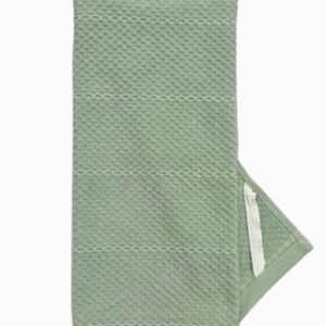 Sage Green Kitchen Dish Towels: 100% Cotton Cloth Soft Cleaning Drying Absorbent Textured Terry Loop, Set of 3 Multipurpose for Everyday Use