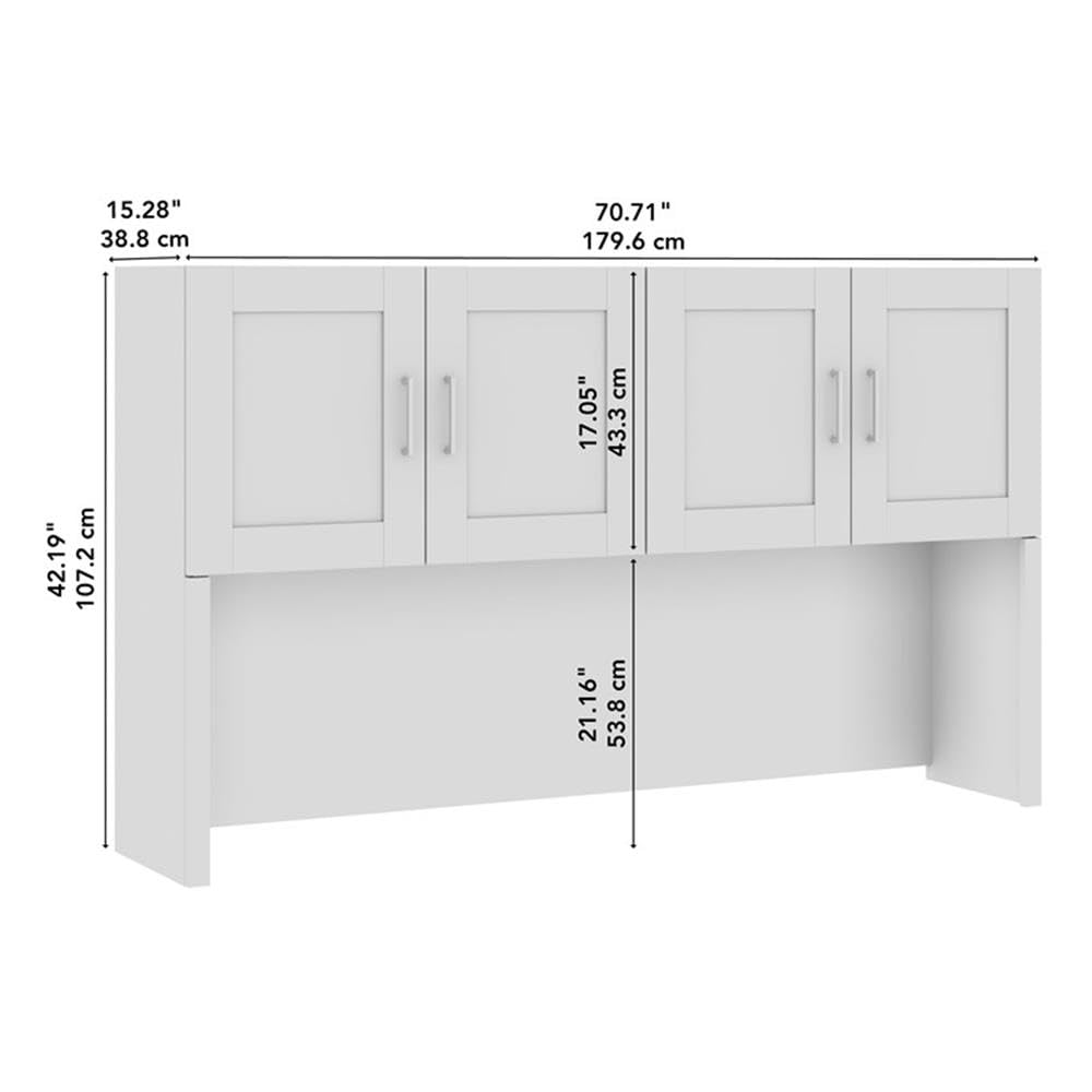 Bush Business Furniture Hampton Heights 72W Computer Hutch in White, Desk Attachment for Home Office or Professional Workspace