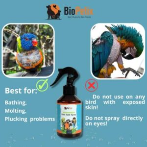 BioPetix Eucalyptus and Thyme Extract Bird Bath Spray I Special Herbal Formula for Vibrant and Healthy Feathers I Suitable for All Birds - 8 Fl Oz.