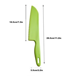 jawbush Professional Lettuce Knife to Prevent Browning, 11" Plastic Serrated Kitchen Knife for Veggies, Salad, Fruit, Bread or Cake, Nylon Knife for Nonstick Pans, Green, 2 Pack