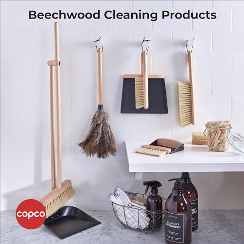 Copco Standing Broom with Dustpan, Beechwood