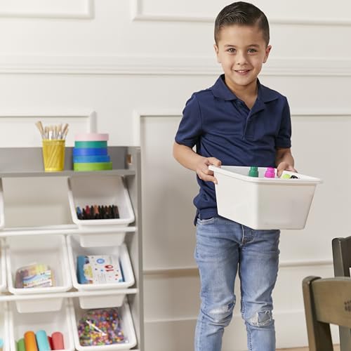 ECR4Kids 3-Tier Organizer with Shelf and 9 Bins, Toy Storage, Grey/White