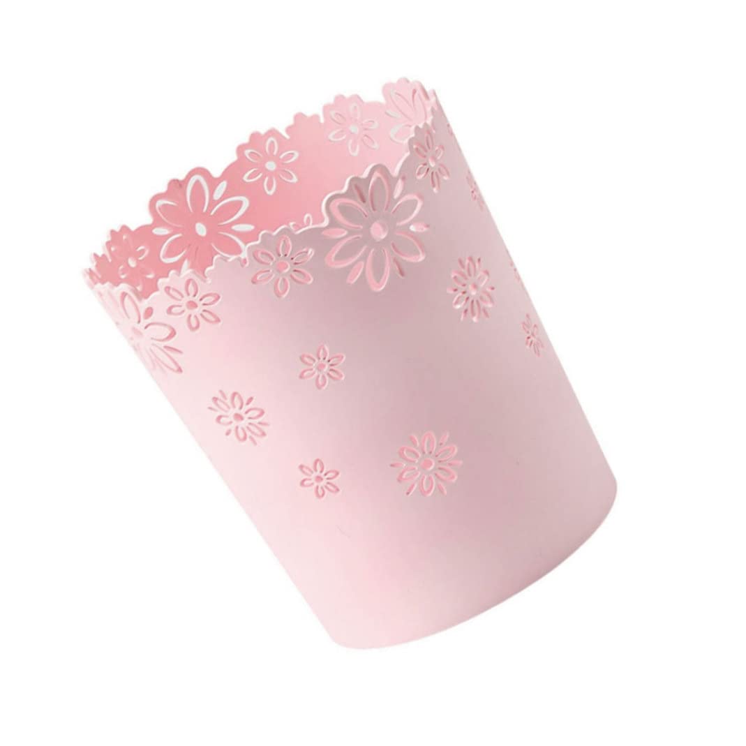 KUYYFDS Round Pink Plastic Trash Can with 1000 mL Capacity, Non-slip Base, for Kitchen, Office, Bathroom