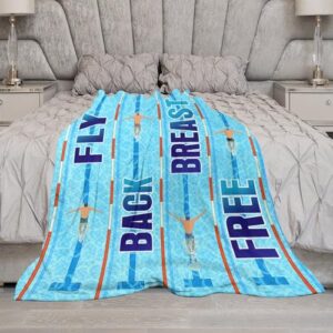 Swimming Blanket Swim Gifts for Girls Boys Woman Swimmer Sport Throw Blankets Soft Blanket Warm Fleece Flannel Plush Blankets for Bed Sofa Couch 40"x50"